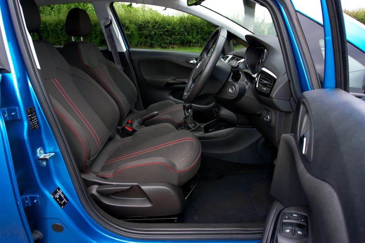 Water beading on the cloth surface of a treated car seat