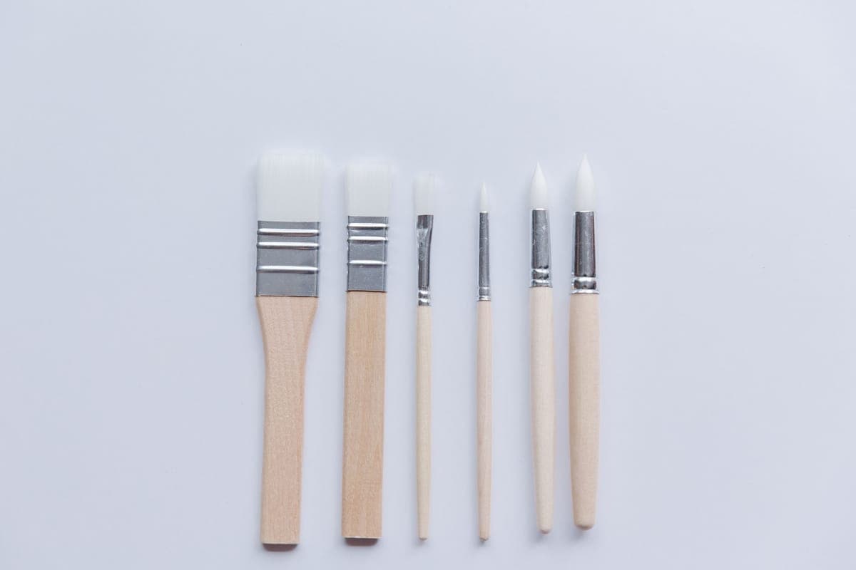 A set of soft detailing brushes fanned out on a bright surface
