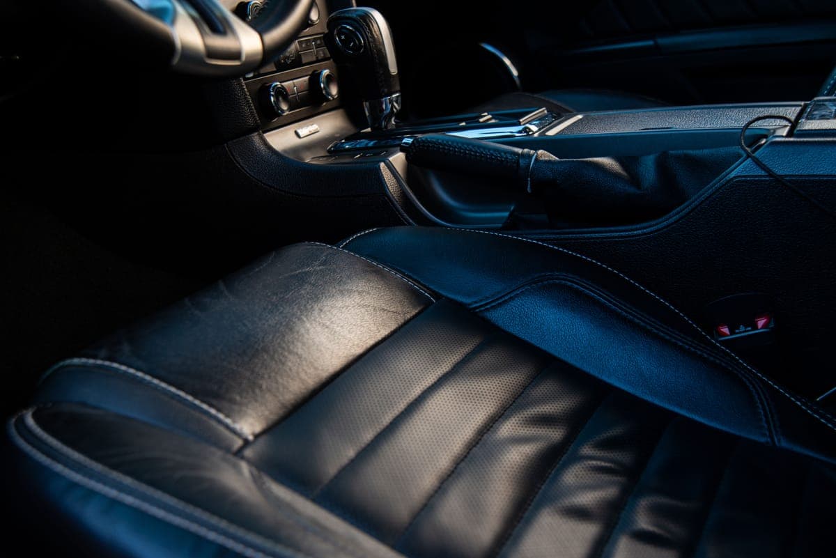 Light-colored leather seats in a car interior