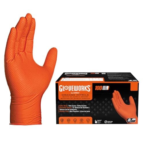 Gloveworks Ultra Flock Lined Orange Nitrile Gloves